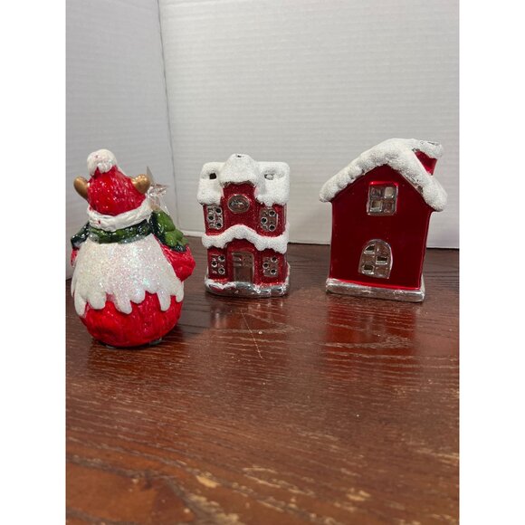 Vintage Ceramic Christmas Village Set With Santa & Bear D4 - Picture 5 of 7